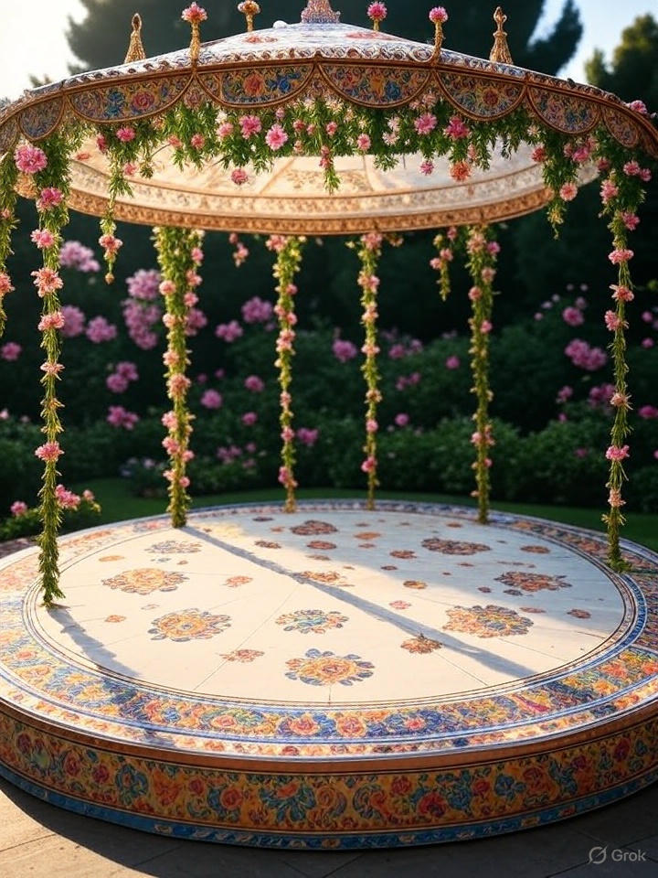 Stylish wedding tiles used from mandap to dance floor